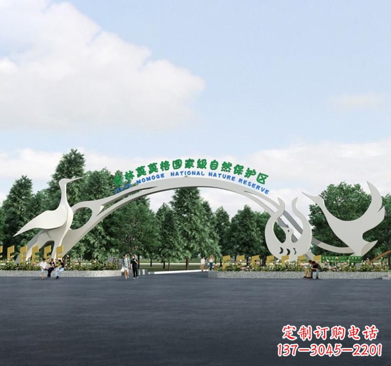 内江不锈钢景区拱门雕塑精美绝伦