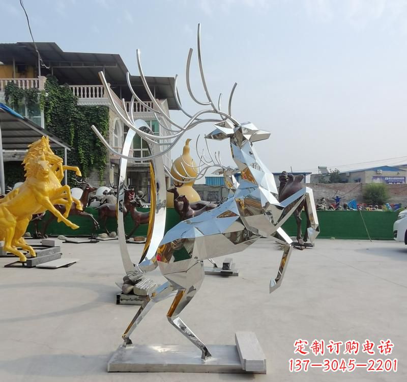 内江精美不锈钢镜面动物鹿雕塑