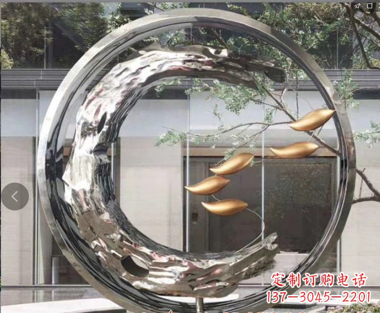 内江不锈钢鲤鱼跃龙门景观雕塑