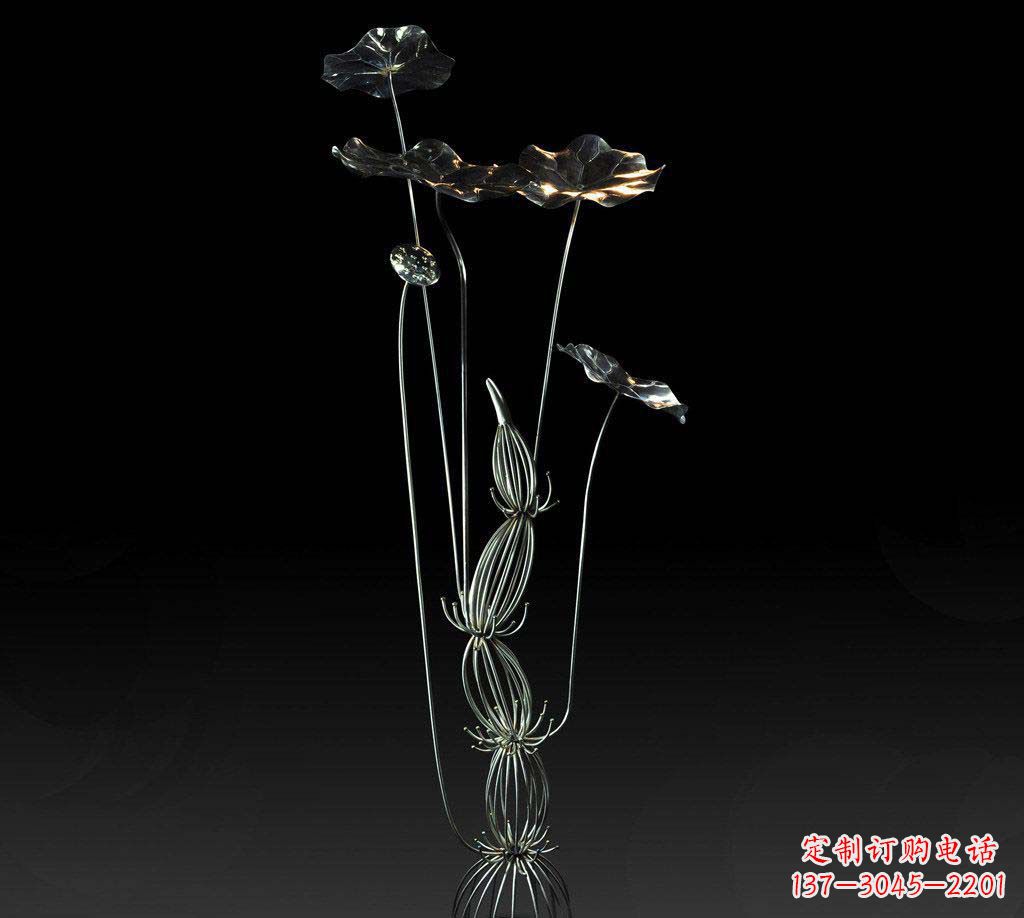 内江不锈钢莲藕荷花荷叶摆件雕塑