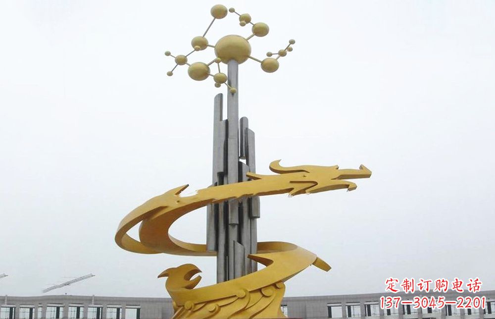 内江龙雕塑——点缀不锈钢城市景观