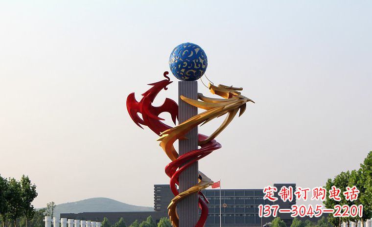内江龙凤呈祥一对不锈钢雕塑的精彩展示
