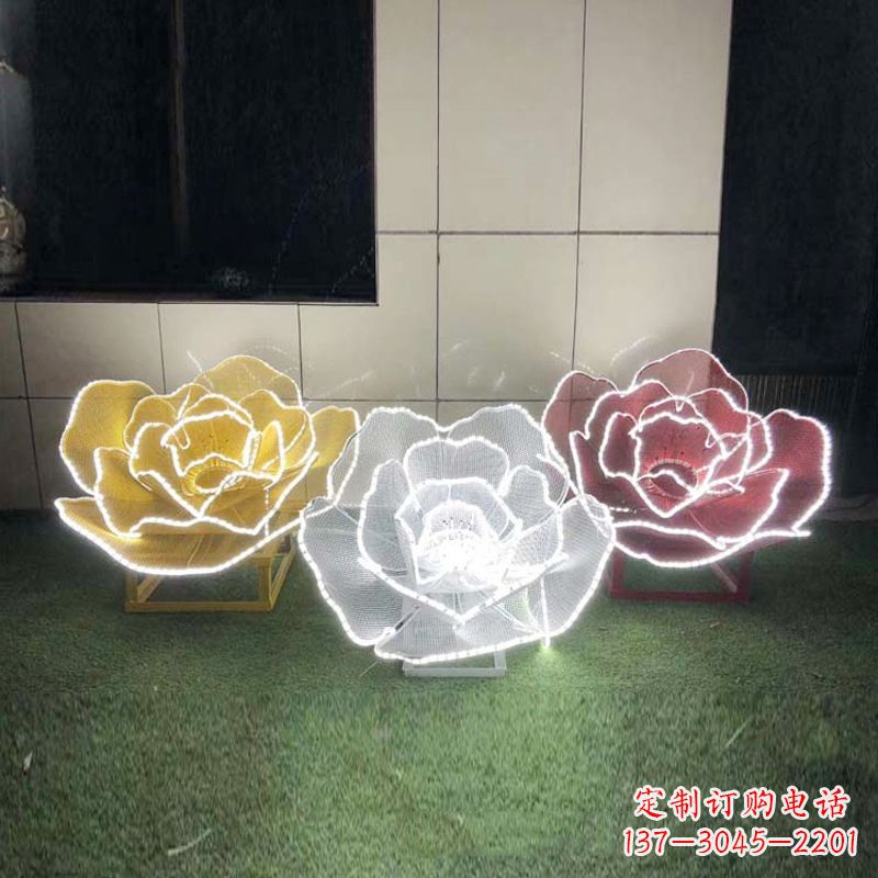 内江精美不锈钢玫瑰花灯光雕塑