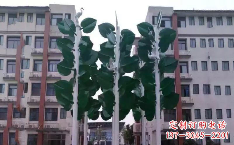 内江不锈钢绿色树叶小区景观雕塑