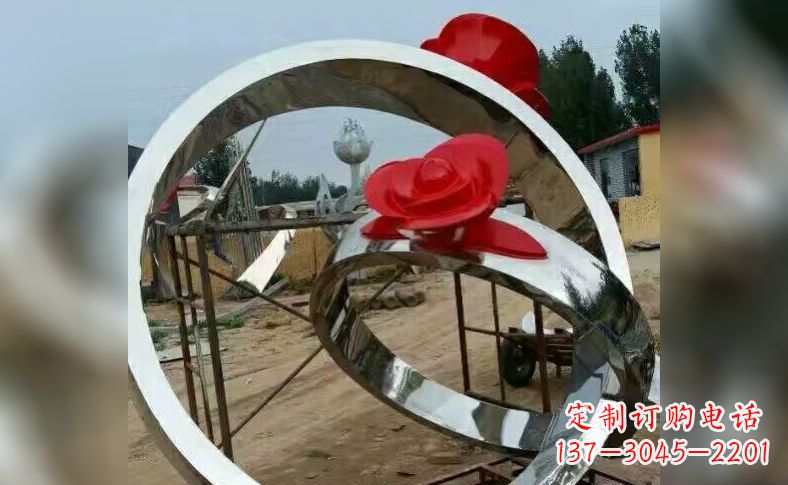 内江不锈钢玫瑰花戒指雕塑