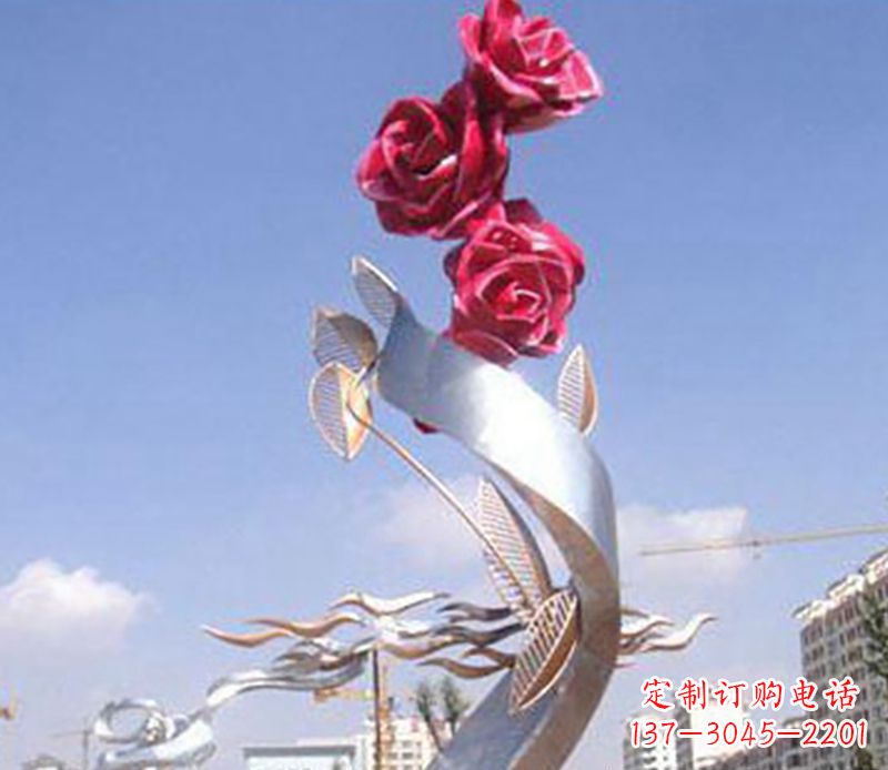 内江不锈钢玫瑰花植物雕塑