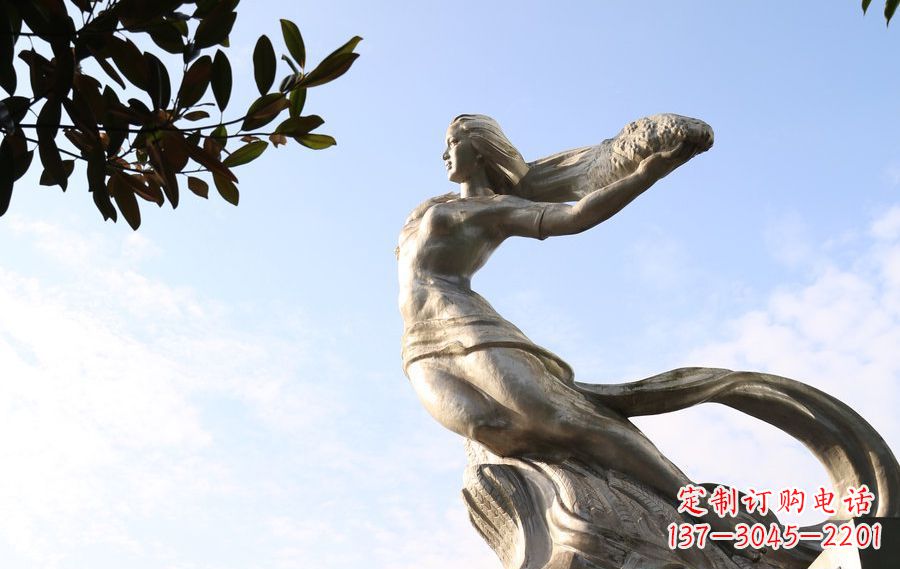 内江女娲传承中华神话的不锈钢雕塑