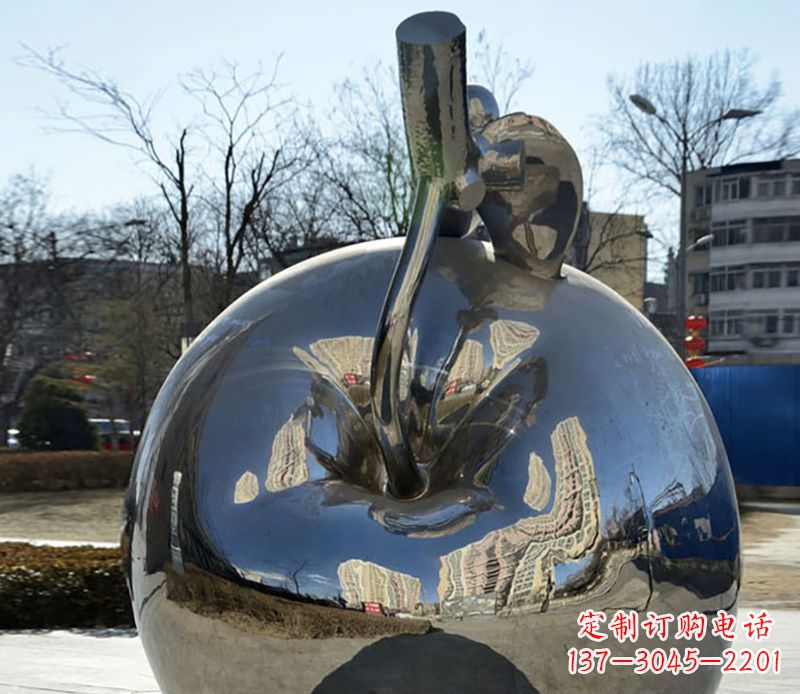 内江不锈钢苹果镜面雕塑精美绝伦