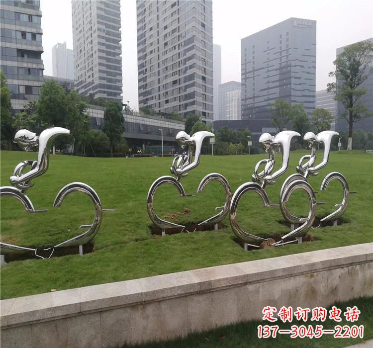 内江不锈钢自行车雕塑美丽的艺术绽放