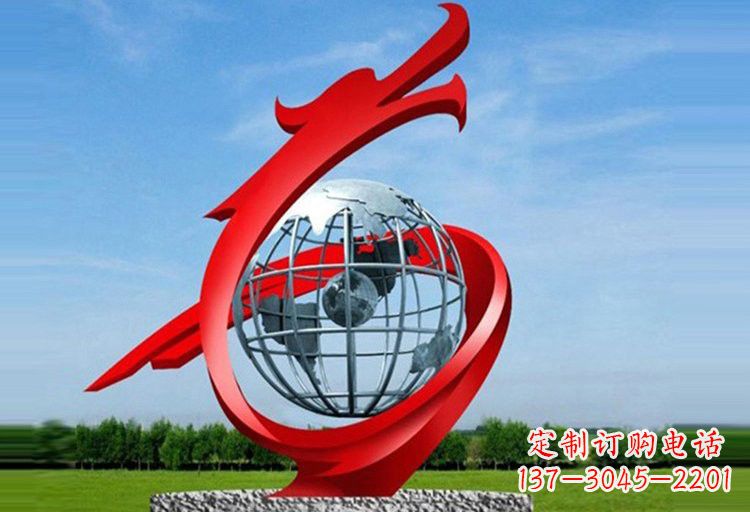 内江不锈钢地球雕塑精美雕塑饰以美丽世界