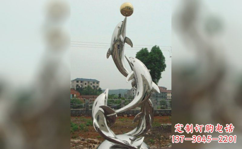 内江不锈钢三个海豚嬉戏雕塑