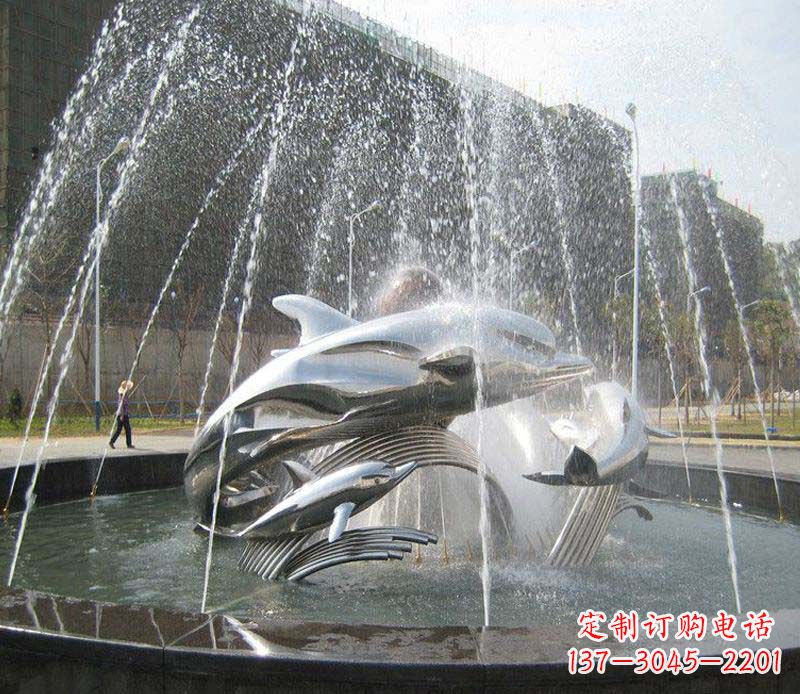 内江不锈钢商场大型景观鱼喷泉展现雕塑之美