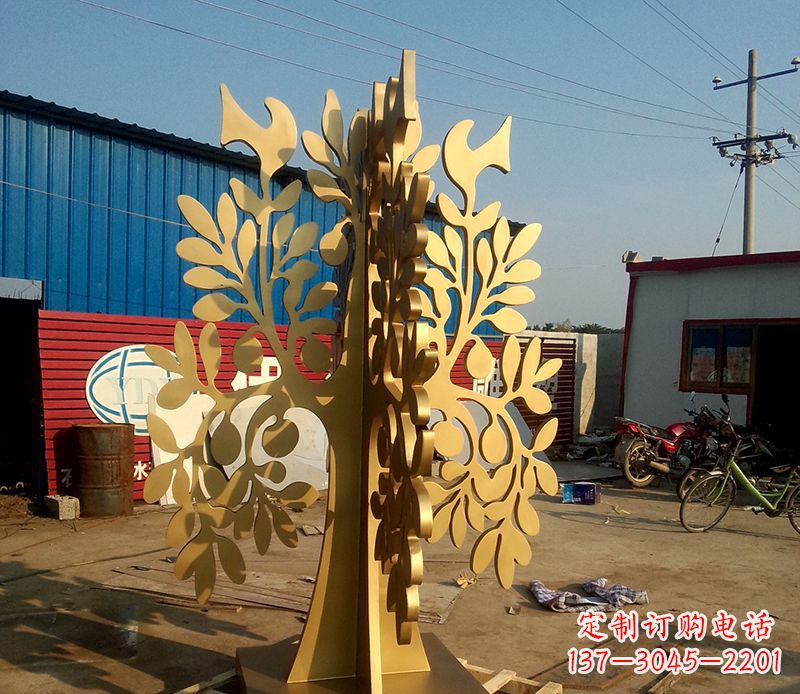 内江不锈钢树叶园林景观雕塑——美妙绝伦的艺术之作