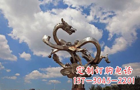 内江不锈钢双龙戏珠雕塑——千古传说的艺术瑰宝