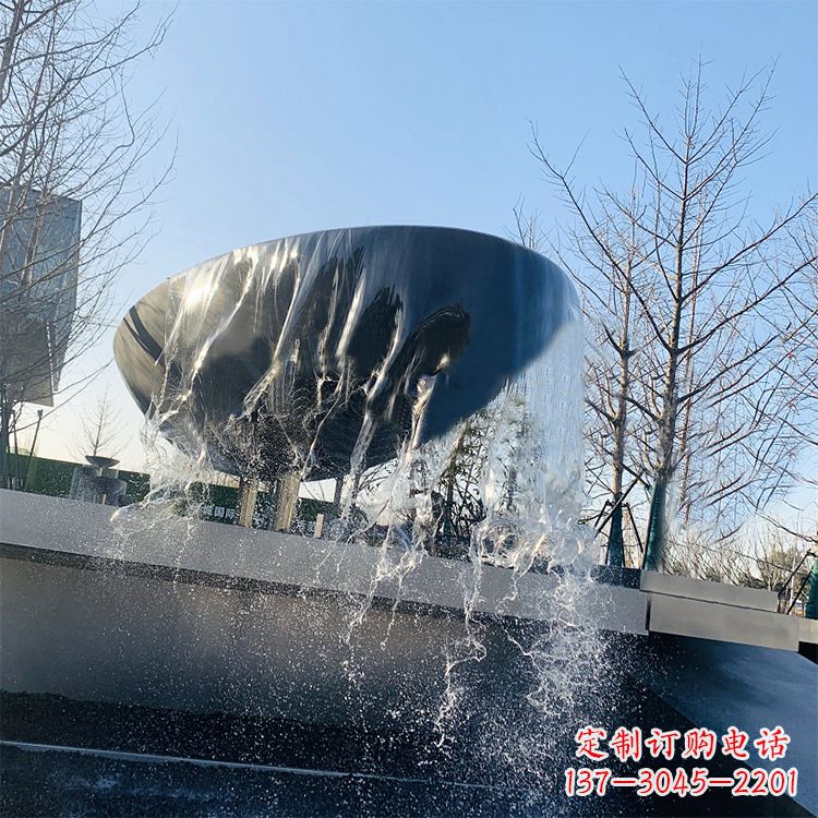 内江不锈钢水钵瀑布喷泉景观雕塑