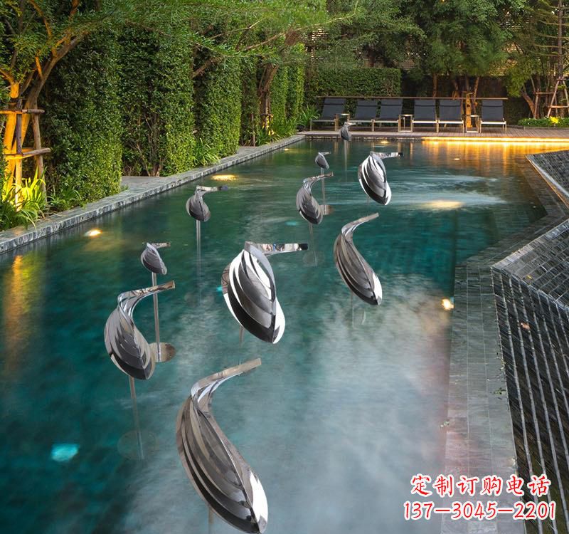 内江不锈钢动物雕塑——美丽的水景装置