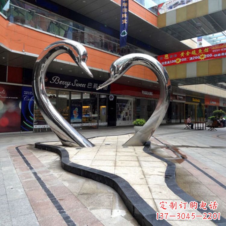 内江不锈钢天鹅爱情雕塑把浪漫永恒的爱情永久凝固