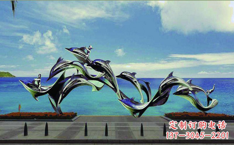 内江不锈钢海豚广场雕塑——精致而又活泼