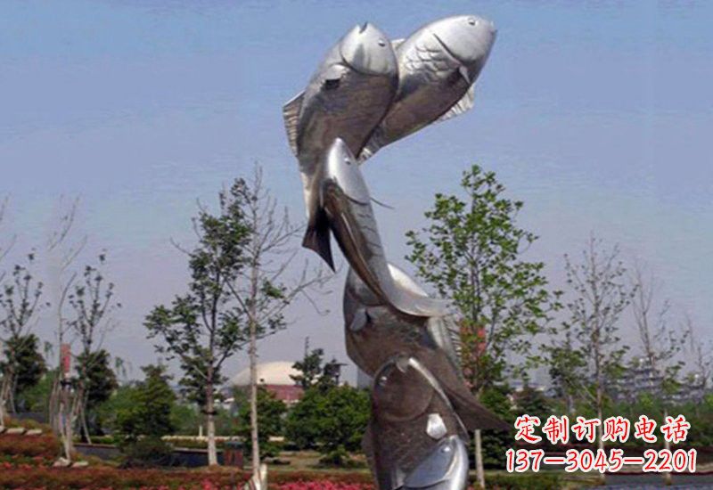 内江不锈钢跳跃的鲤鱼雕塑