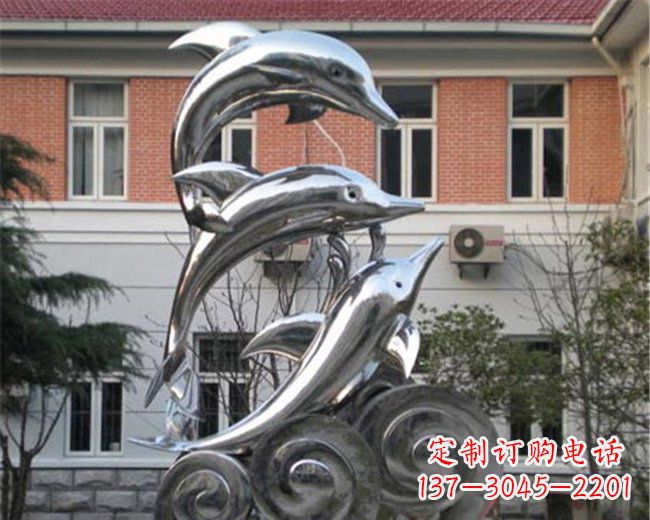 内江不锈钢海豚雕塑跳跃的海洋精灵
