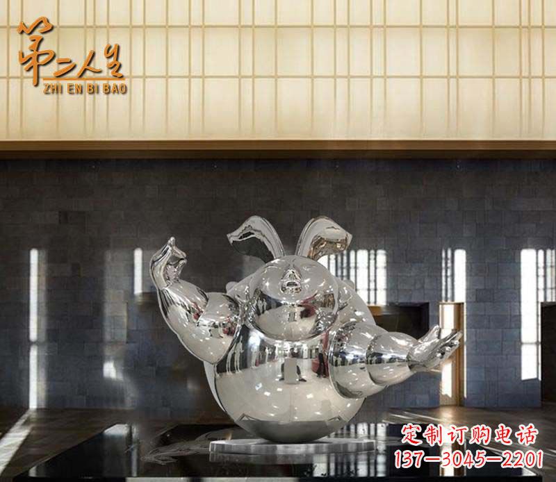 内江不锈钢兔子抽象雕塑