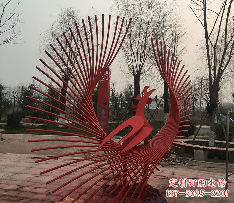 内江不锈钢网状凤凰雕塑精美的艺术之作