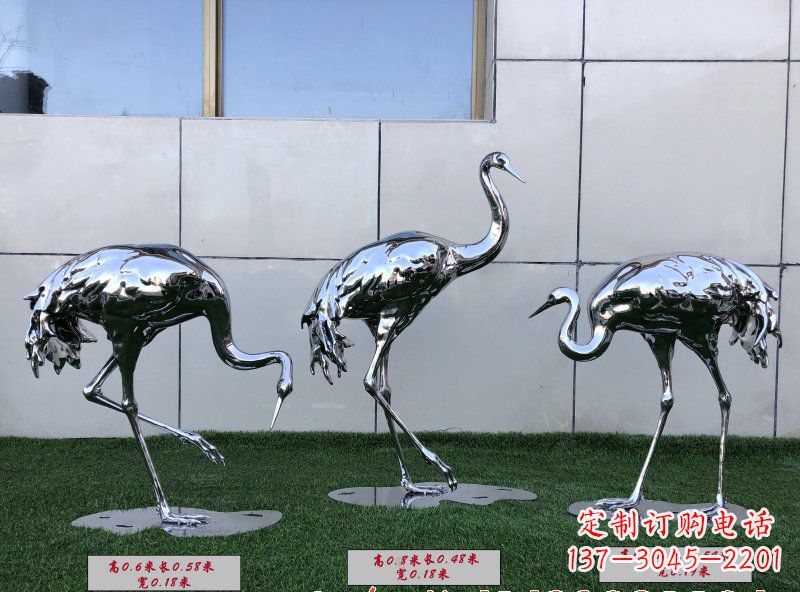 内江不锈钢仙鹤雕塑传承中国古典美感