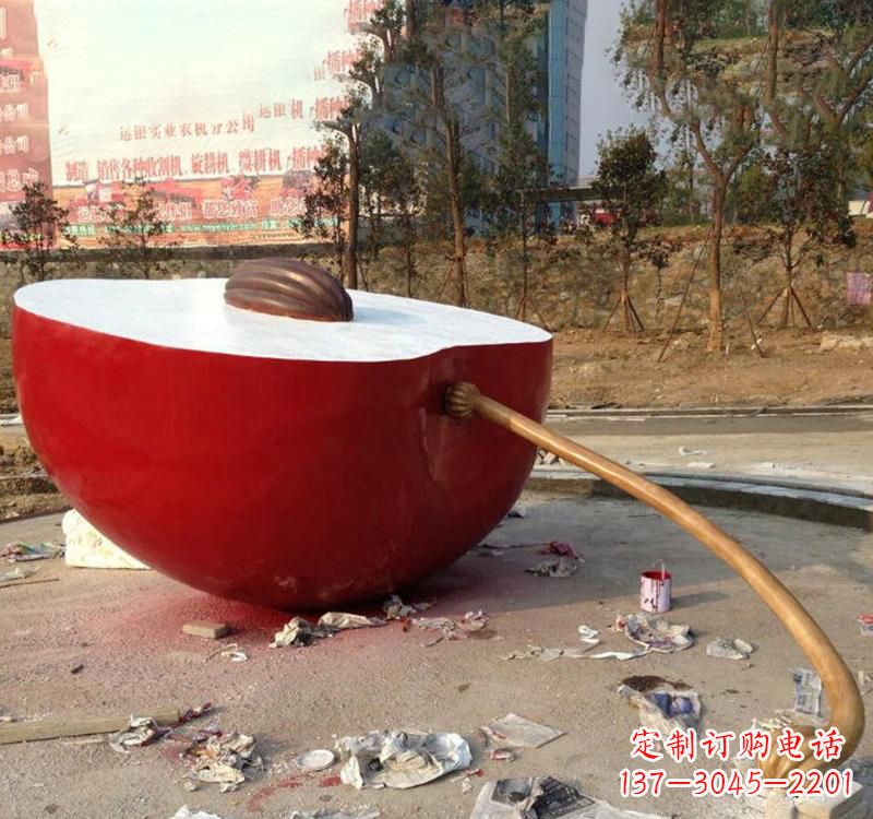 内江不锈钢现代广场大型苹果雕塑