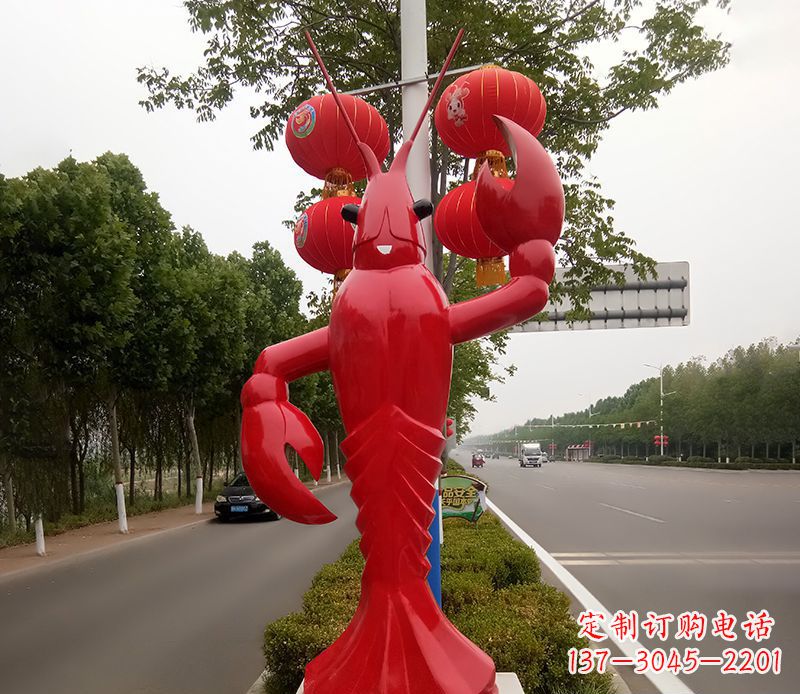 内江不锈钢小龙虾雕塑精美之灵