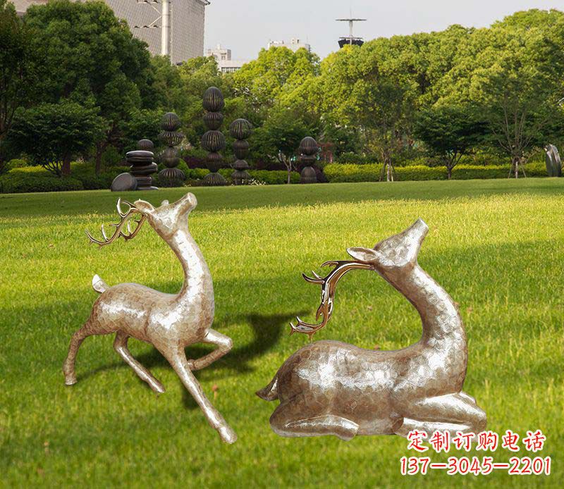 内江不锈钢麋鹿雕塑彰显艺术精美