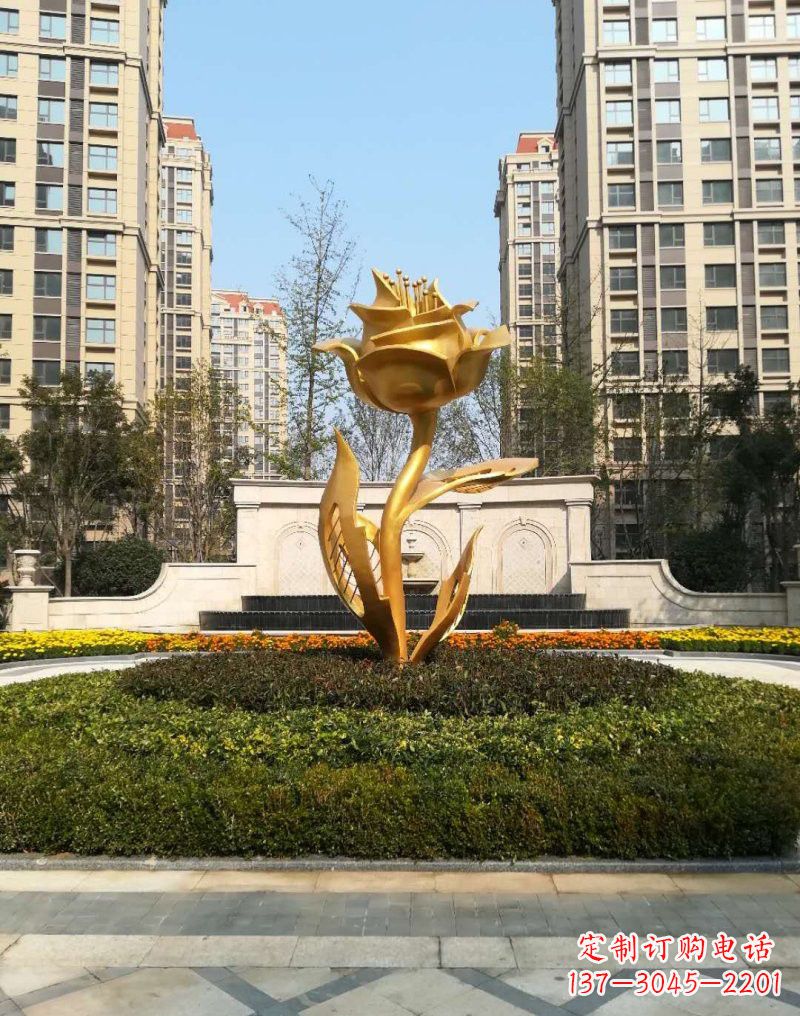 内江不锈钢小区玫瑰花雕塑浓郁情感的视觉体验