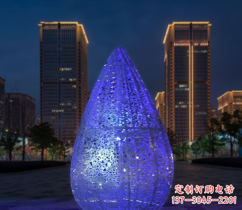内江不锈钢小区照明美轮美奂的水滴雕塑