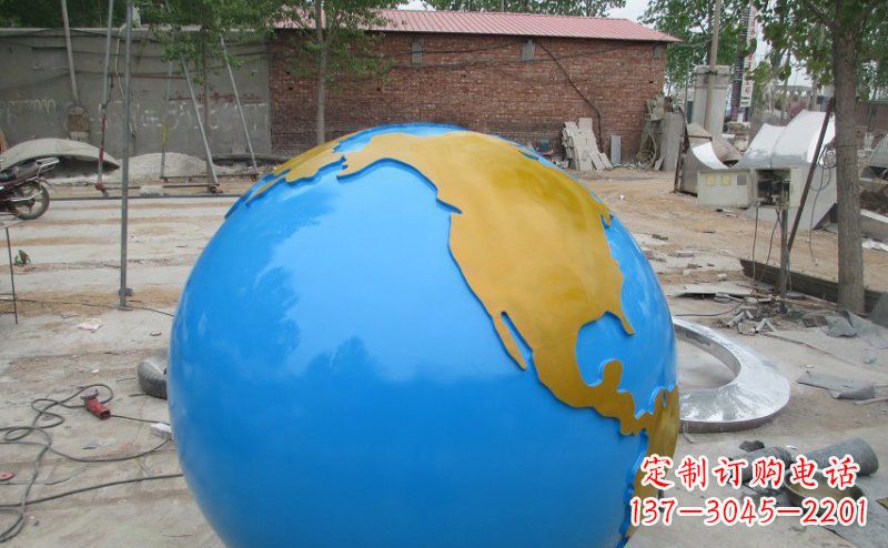 内江不锈钢校园地球雕塑象征着全球友好