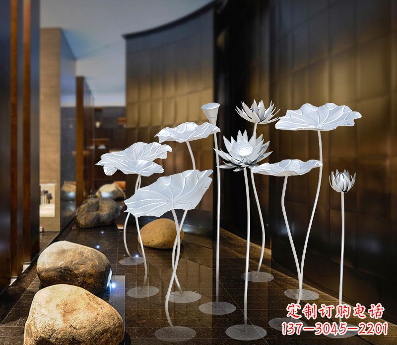 内江不锈钢银色荷花雕塑精美外形魅力无限