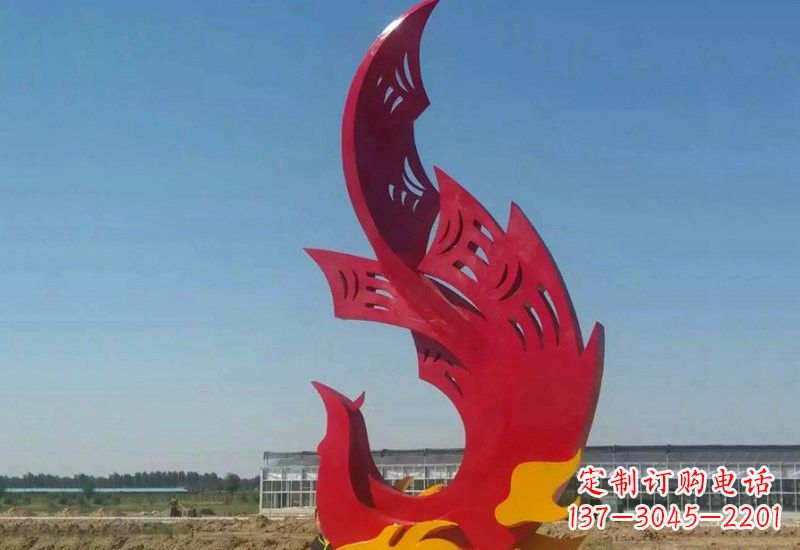内江凤凰雕塑传承不锈钢园林艺术