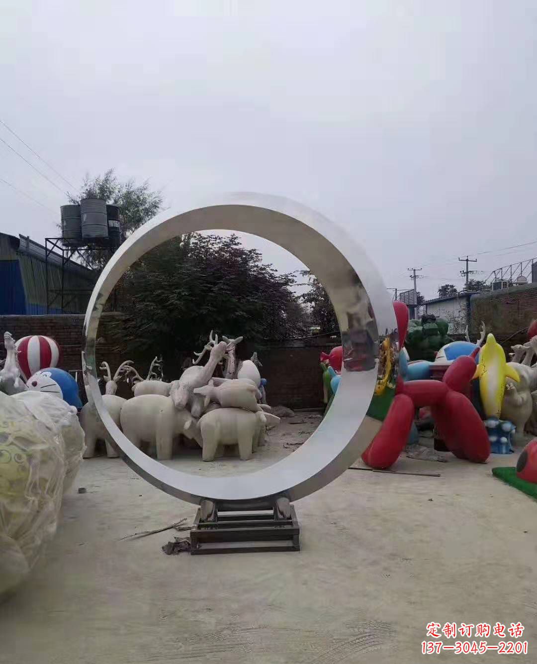 内江不锈钢圆环雕塑广场景观雕塑户外摆件