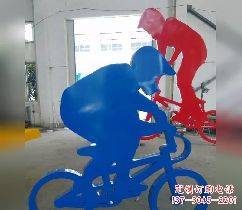 内江不锈钢运动骑·精美自行车雕塑