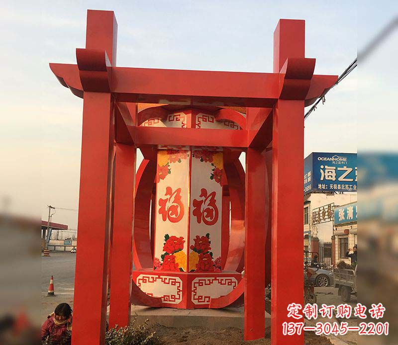内江不锈钢灯笼雕塑——点亮中国梦