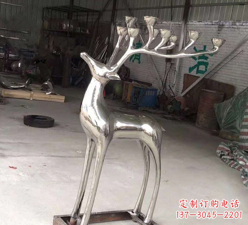 内江精美梅花鹿雕塑——点亮不锈钢烛台