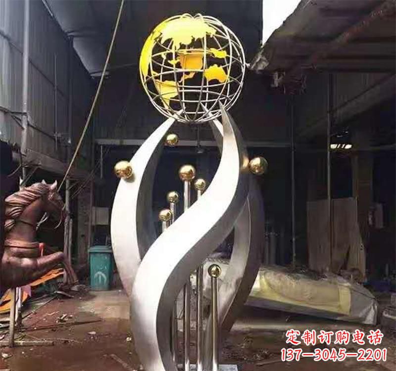 内江不锈钢转动地球仪雕塑——传承地球文明