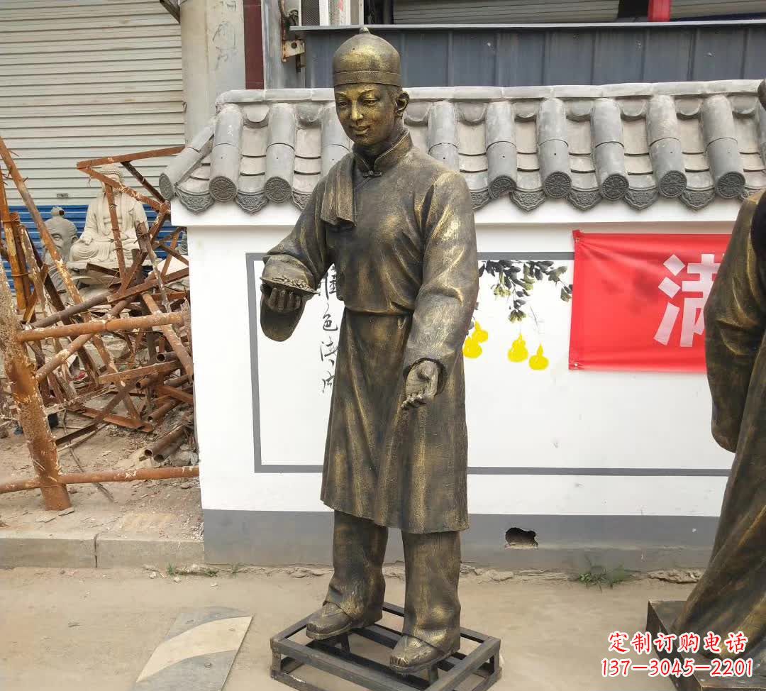 内江步行街店小二人物铜雕