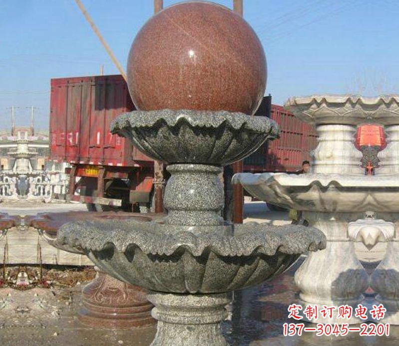 内江财源滚滚石雕风水球喷泉雕塑 (5)