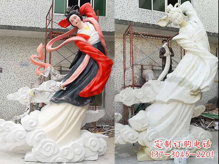 内江嫦娥玻璃钢雕塑-玻璃钢彩绘神话人物雕像