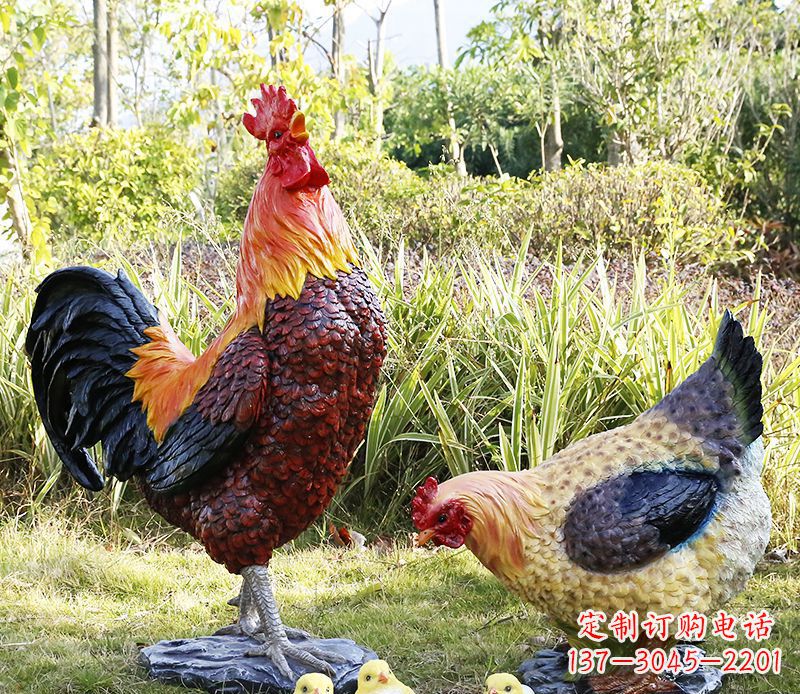 内江公鸡雕塑完美的绿化环境装饰