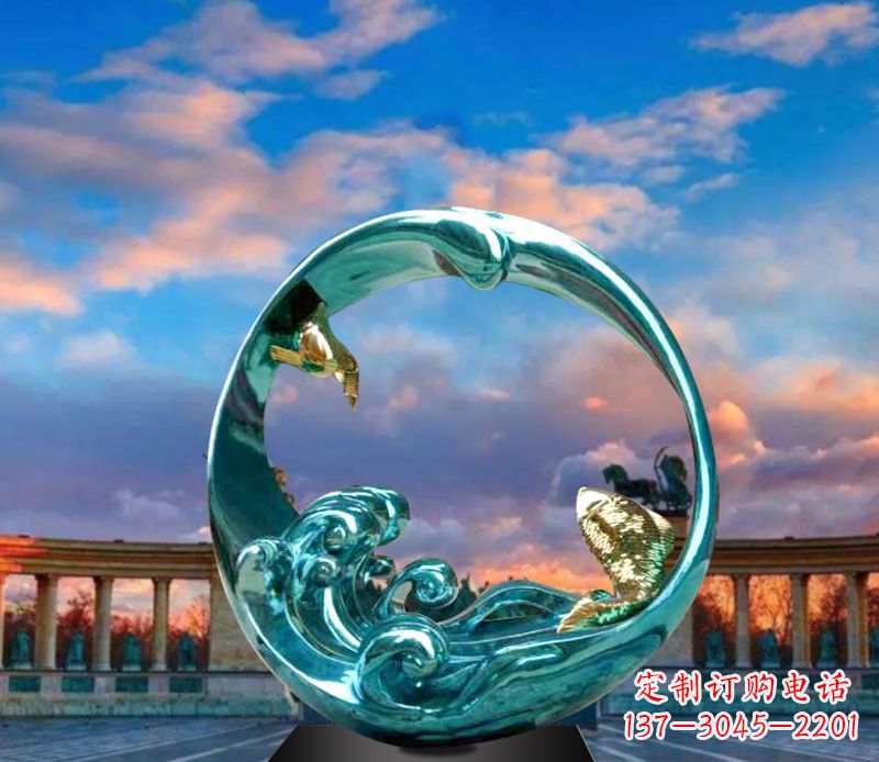 内江城市之环不锈钢彩银雕塑