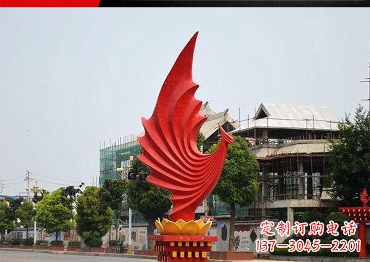 内江城市的至高象征——不锈钢凤凰雕塑