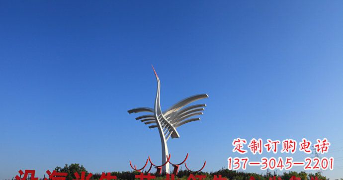 内江城市抽象不锈钢仙鹤雕塑
