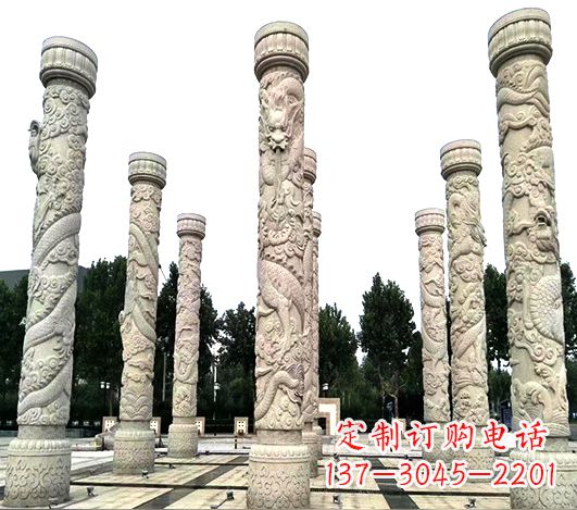 内江精美龙柱雕塑,点缀城市广场