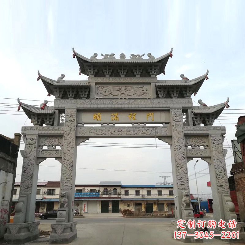 内江城市街道仿古石雕牌楼