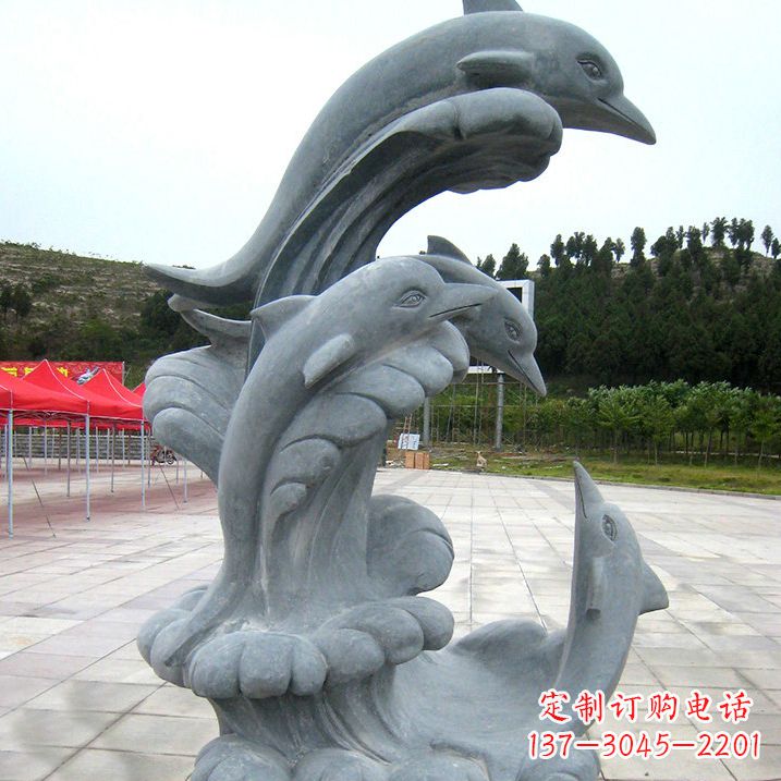 内江冲浪海豚大理石雕塑